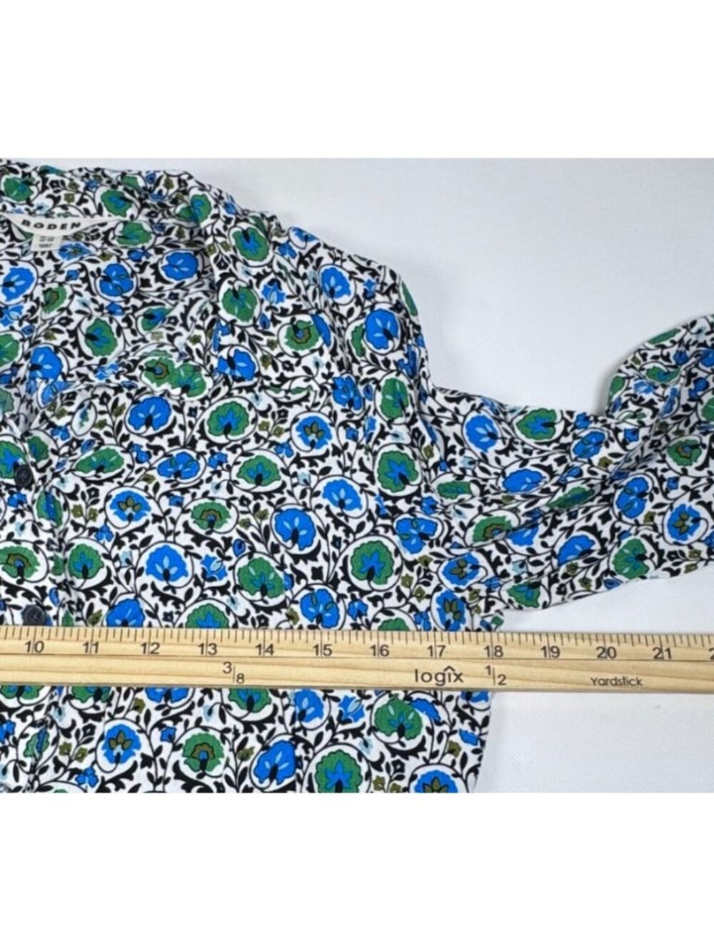 Boden Women's 10 Floral Button-Down Midi Shirt Dress Cottage Casual Career - Picture 5 of 7